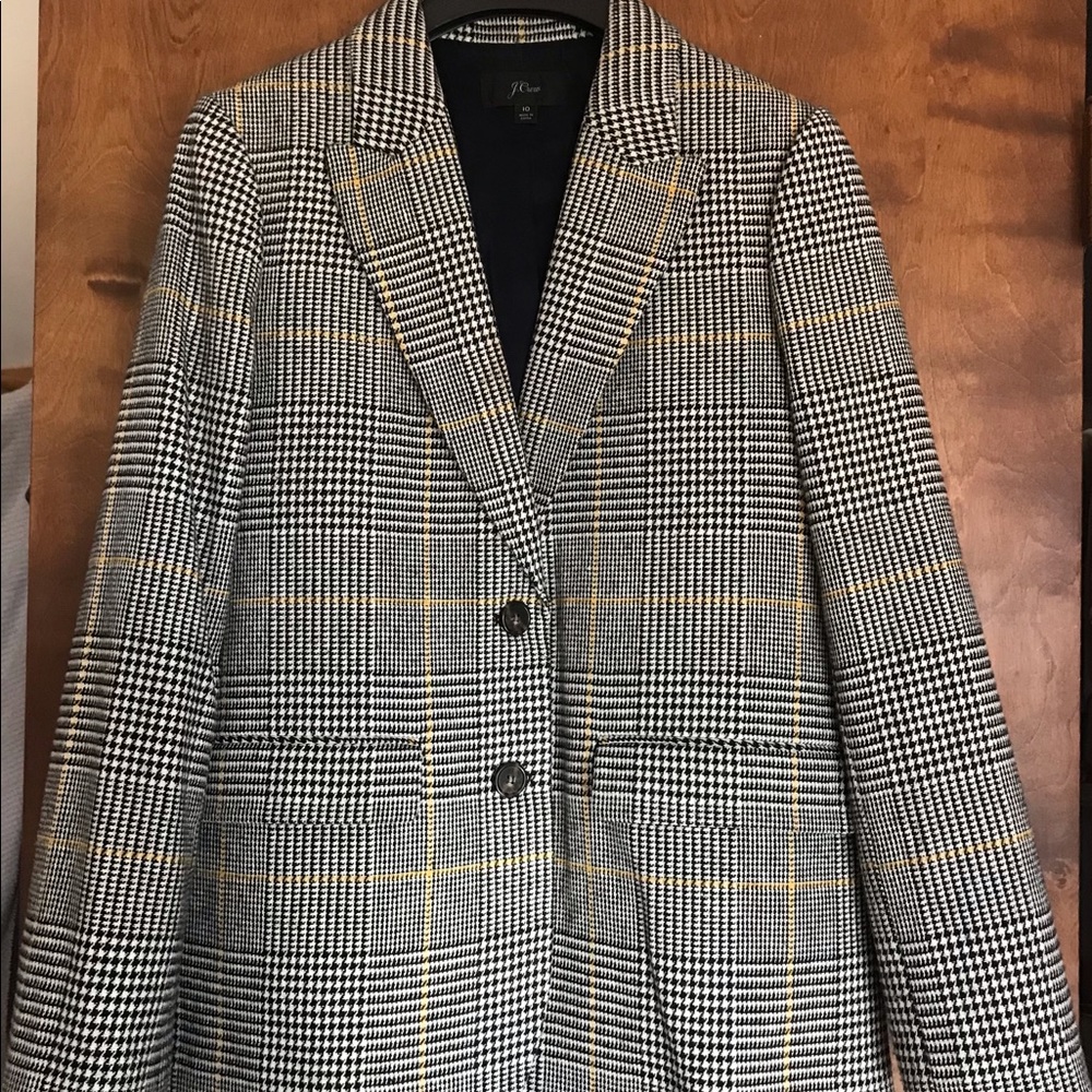 J.Crew houndstooth plaid boyfriend blazer